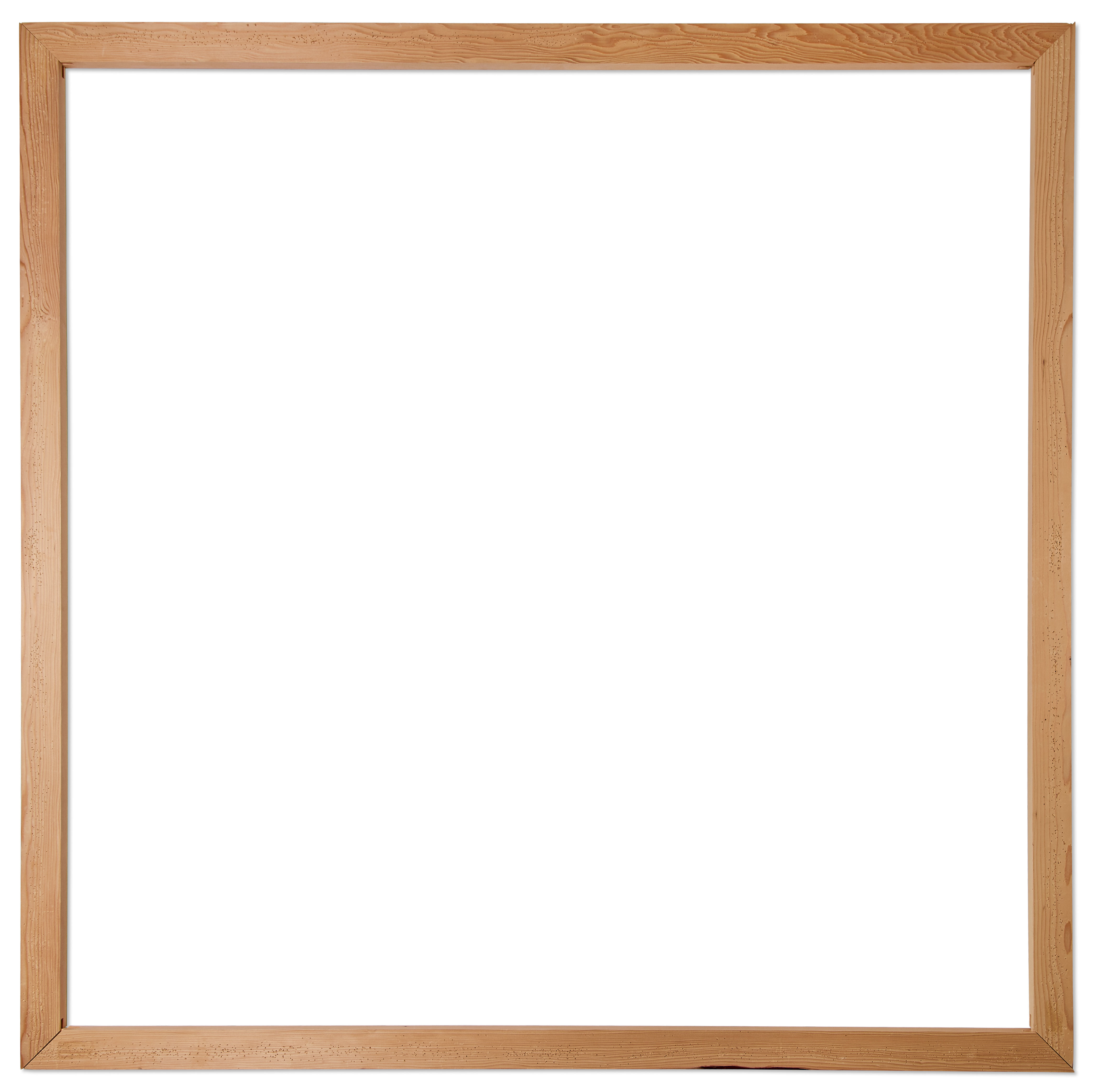 A photograph of an artwork by artist Caroline Coolidge showing a wooden frame with nothing in it on a white background.